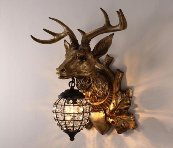 Nordic Kristall Wand Lampen Deer Kopf Lampe Schlafzimmer Esszimmer Bar Café Licht Hause Vintage Dekoration Wand Licht 9007882