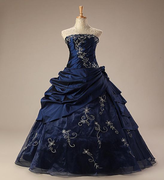 2019 Royal Blue Aline Свадебные платья Винтажная вышивка из тафты Небелые свадебные платья Нетрадиционные свадебные платья с цветом4903420