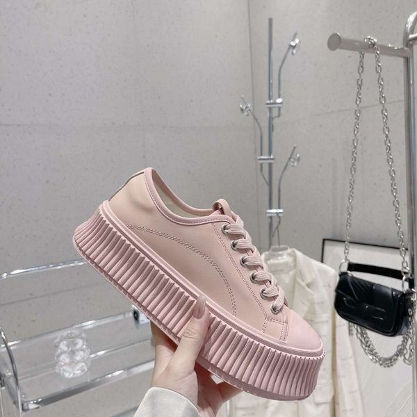 23 Nuovo bordo per torta rialzato con suola spessa da donna Spring Dry, scarpe singole piccole e profumate con punta tonda e stringate