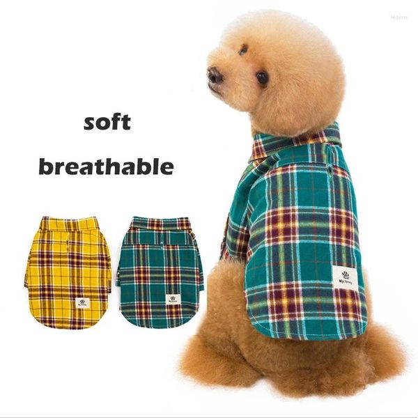 Vestuário para cães clássico xadrez pet camiseta camisa de verão colete casual tops filhote de cachorro roupas yorkshire roupas para cães pequenos