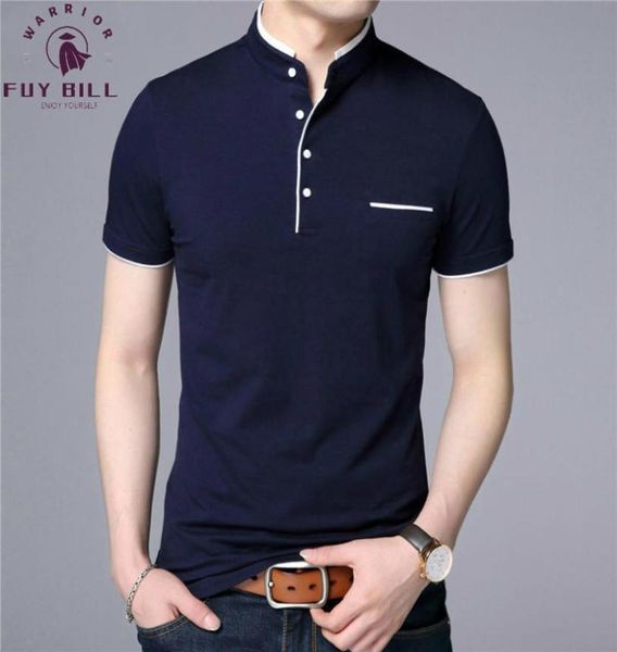 Fuybill mantarin yakalı kısa kollu tişört erkekler bahar yaz yeni stil üst erkekler marka giyim ince fit pamuk tişörtleri 2009242619195