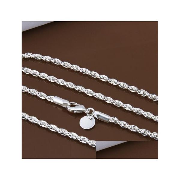 Цепи оптовая цена 16-24 дюйма 3 мм витые ожерелья стерлингового серебра 925 пробы ювелирные изделия Fine Sier для подвесок G205 Прямая доставка Dhvcb