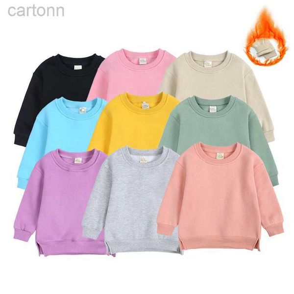 Camisetas outono inverno essencial bebê meninos meninas roupas infantis lã quente outerwear sólido moletom tops para crianças jaqueta pulôver ldd240314