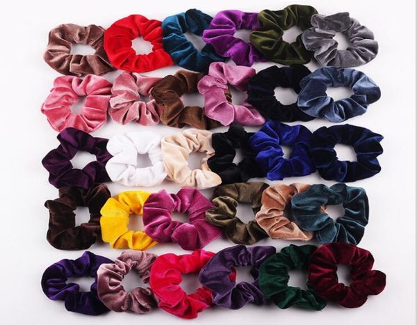 Fasce per capelli per ragazze Tinta unita Velluto Anello elastico Cravatte per capelli Accessori Moda Porta coda di cavallo Fascia per capelli Elastico Scrunchies4586762