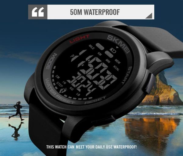 Top Marke SKMEI Männer Digitaluhr Kalorien Schrittzähler Countdown Sport Armbanduhren Wasserdicht Mann Armband Wecker 14696441731