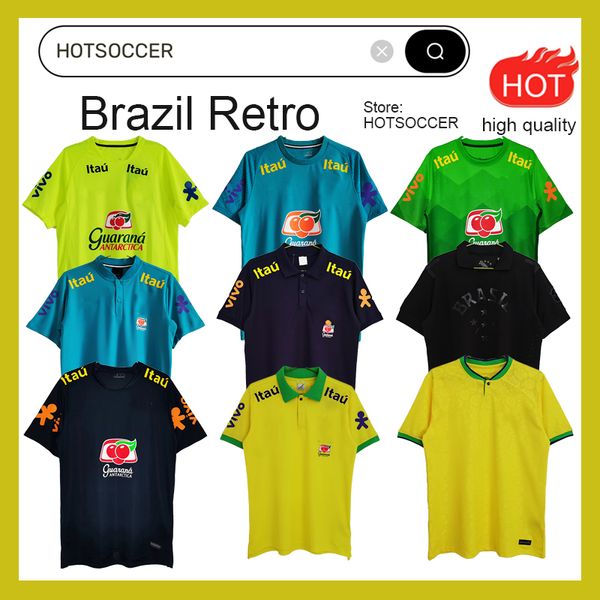 Camisa de futebol retrô brasileira ROMARIO RIVALDO Brasil CARLOS Ronaldinho camisa de futebol 1998 2002 KAKA 2006 2000 1994 1970 1950 PELE camisa de futebol vintage