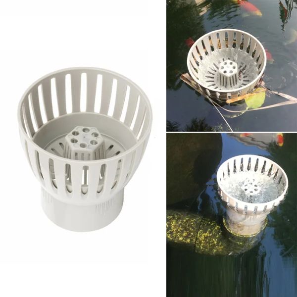 Acessórios Piscina Filtro Flutuante Koi Fish Pond Filtro Plugue de Drenagem Impede que Peixes Entrem Skimmer Filtros de Aquário Acessórios 50110mm