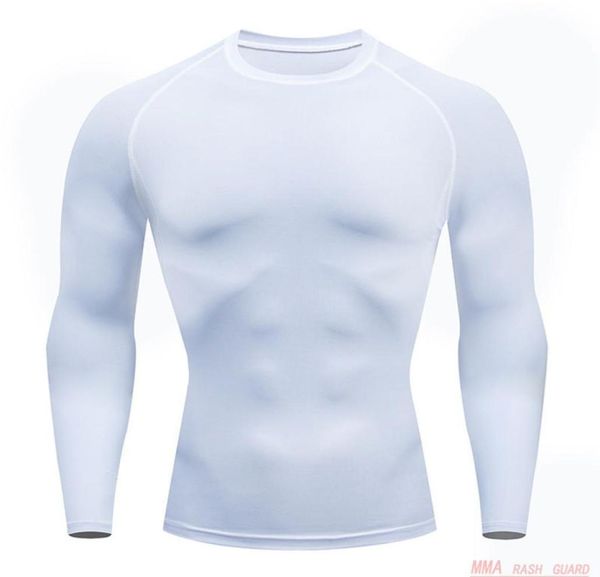 Casual fitness tshirt branco men039s topo manga longa compressão apertado rash guard masculino mma inverno treino camada base quente joggi7966280