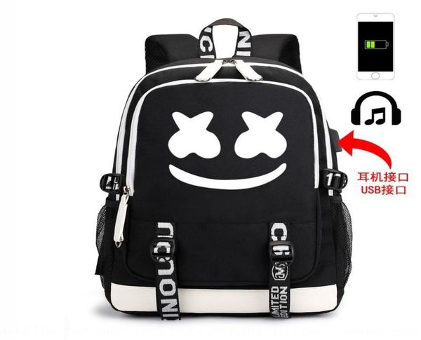 9OwEP Top Freizeittasche Luminous 100 DJ elektronische Musik Marshmello allein leuchtende Freizeittasche Junior High School Schülerrucksack m1083300