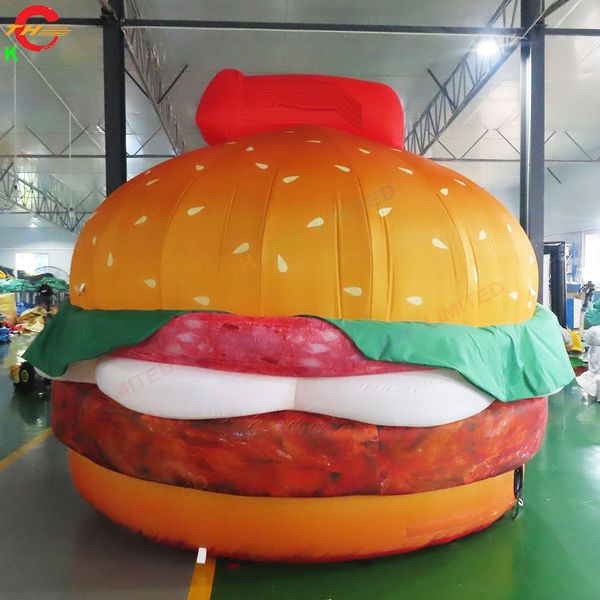 Navio de porta grátis atividades ao ar livre publicidade 8mH (26ft) com soprador modelo de hambúrguer inflável gigante balão de hambúrguer para venda