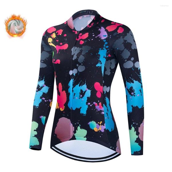 Giacche da corsa Inverno Salexo Maglia da ciclismo a maniche lunghe Donna Top in pile termico Abbigliamento da bici MTB Abbigliamento da bicicletta Maillot Ropa