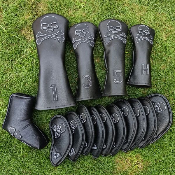 Produtos Golf Headcover Crânio Golf Woods Headcover Capas para Driver Fairway Iron Putter 135h Clubs Set Heads Pu Couro Waterproo Unissex