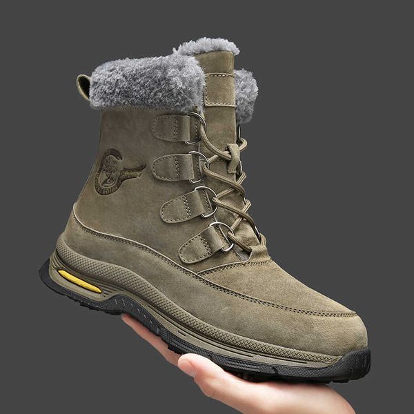 Non Brand Herren-Schneestiefel, wasserdicht, warm, mit Fell gefüttert, Winter-Wanderstiefel, rutschfest, knöchelhoch, für Arbeit, Wanderer, Trekking, Trail