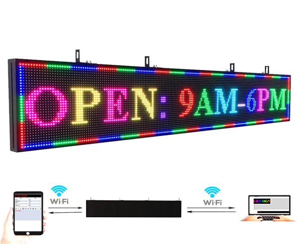 Display a LED con messaggio a scorrimento Display a colori per esterni P10 77quotX14quotControllo WIFI elettronico per cartellone pubblicitario aziendale3326163