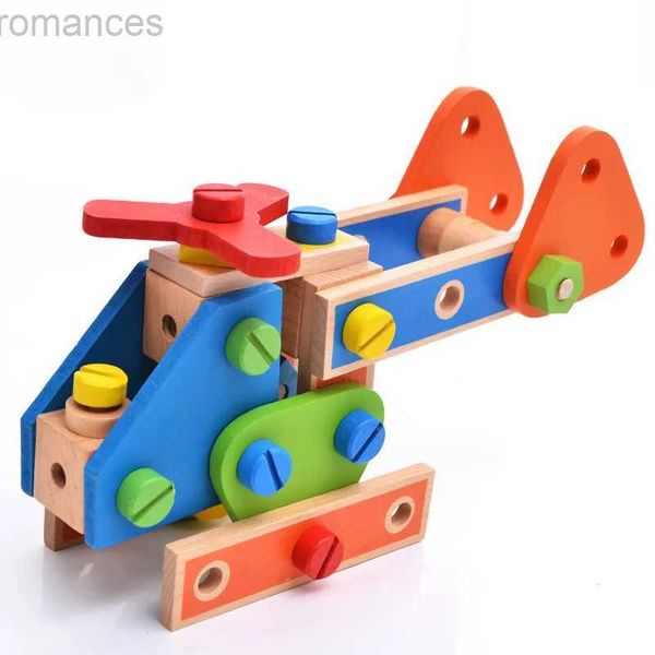 Puzzle 3D 70 pezzi Montessori Baby modello in legno kit di blocchi di costruzione giocattoli combinati di dadi fai da te assemblaggio di dadi vite di legno giocattolo per bambini regalo 240314