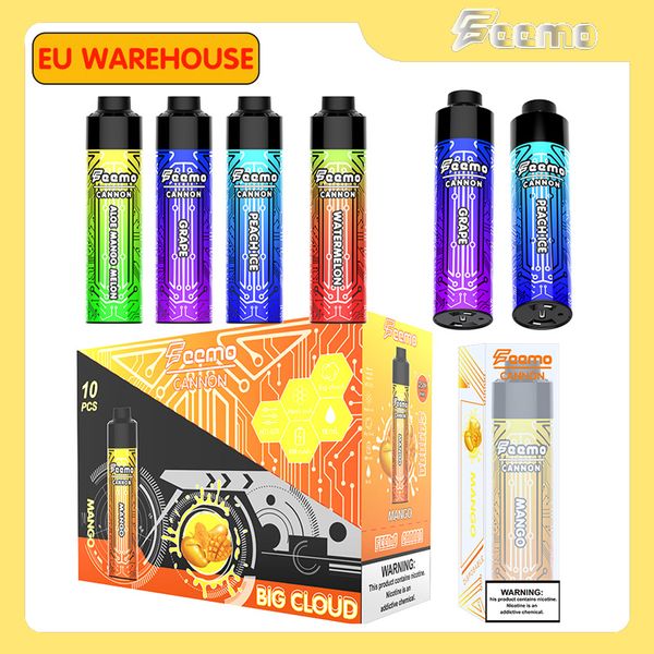 Origine Soffio usa e getta Big Cloud Feemo Cannon DTL Dispositivo soffio soffio 12K/15K cavo tipo vaper-c con 0,5ohm 850MAh Controllo del flusso d'aria regolabile Bobina a rete 20ml Preriempita