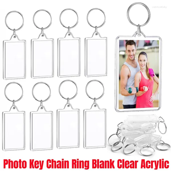 Chaveiros 1-10pcs Acrílico PO Quadro Chaveiro com Borlas Snap-In Inserção Personalizada Chaveiro Em Branco Imagem Clara