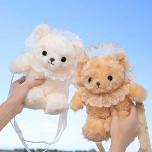 Zaini di peluche Borsa a tracolla Lolita di moda Zaino di peluche di orso kawaii Simpatico cartone animato Animale di bambola di pezza morbida Regalo di compleanno per ragazzeL2403