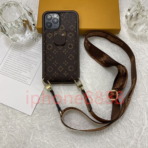 Telefon Sling Case Tasarımcı İPhone Kılıfı Apple İPhone 15 14 Pro Max 13 12 14 PLUS 11 X XR XS XSMAX Crossbody Cüzdan Kart Koltuk Altın Edge Luxury Kirap Telefon AAA