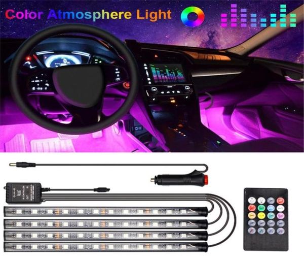 48 LED araba Ayağı Işık Ortam lambası USB Kablosuz Uzak Müzik Kontrolü Çoklu Modlar Otomotiv İç Dekoratif Işıklar 3216032