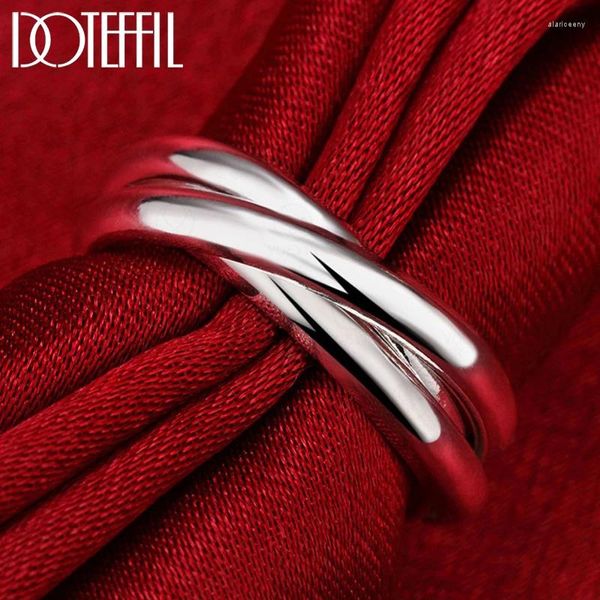 Cluster Ringe DOTEFFIL 925 Sterling Silber Drei Kreise Ring Für Frauen Mann Mode Hochzeit Verlobung Party Geschenk Charme Schmuck