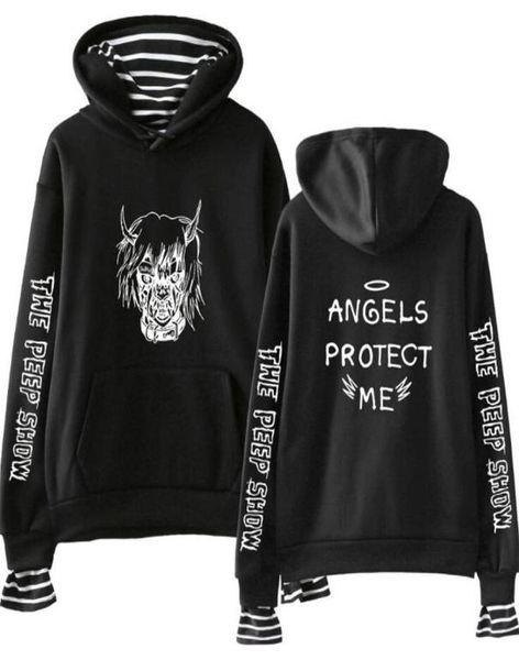 Lil Peep Menwomen Hoodies Sweatshirts Mektup Baskı Şerit Patchwork Uzun Kollu Gevşek Gevşek Ceket Erkek Streetwe4941468