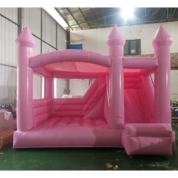 Castelo inflável inflável para casamento, 4,5x4m (15x13,2 pés), comercial, rosa, com segurança lateral, casa para batizados, chás de bebê