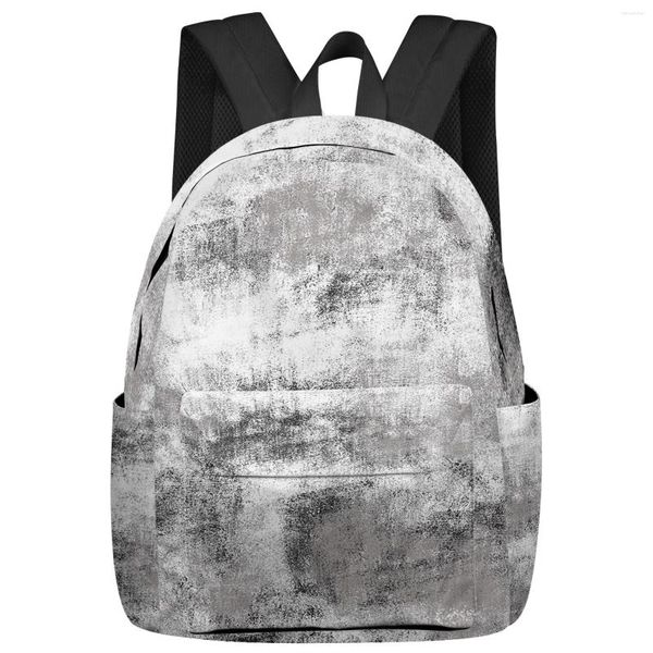 Sırt çantası soyut modern vintage doku siyah ve beyaz kadın erkek sırt çantaları su geçirmez okul için su geçirmez okul çantası mochila