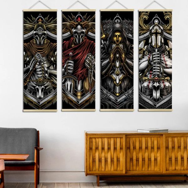 Zubehör König Ritter Vertikale Banner Flagge Wandbehang Zuhause Wohnheim Wohnzimmer Steampunk Löwenskelett mit Rüstungen Ventail Home Art Decor