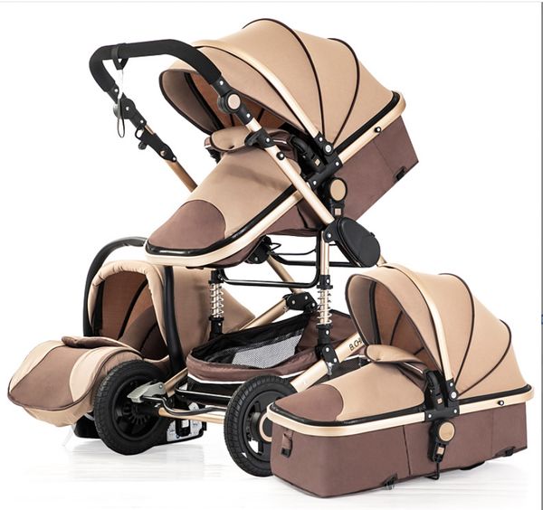 Passeggini # Passeggino multifunzionale 3 in 1 Passeggino di lusso portatile ad alto paesaggio Carrello pieghevole a 4 ruote Gold Born Drop Delivery Kids M Ot9Bh