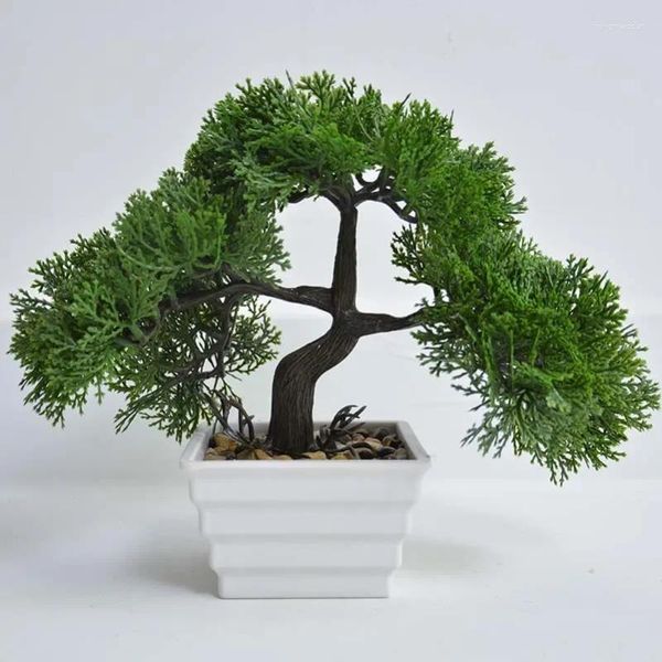 Flores decorativas planta artificial mini pote bonsai pequena árvore jardim layout sala de estar mesa de jantar decoração