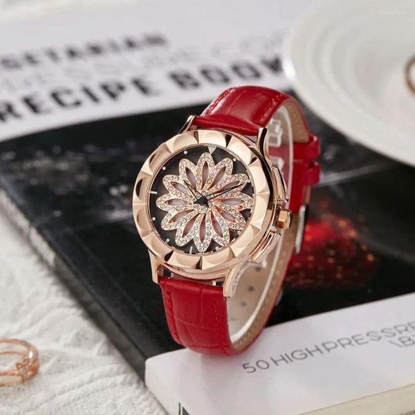 Relógios de pulso 2024 mulheres de luxo relógios moda strass relógio rosa ouro casual senhoras montres