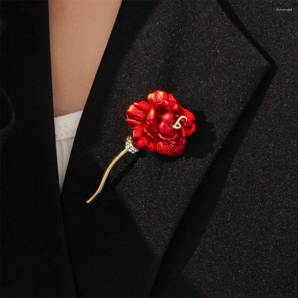 Броши женские стильные искусственный жемчуг красная роза Роскошный глянцевый шаль шарф рубашка пряжка булавка на лацкане аксессуары для корсажа