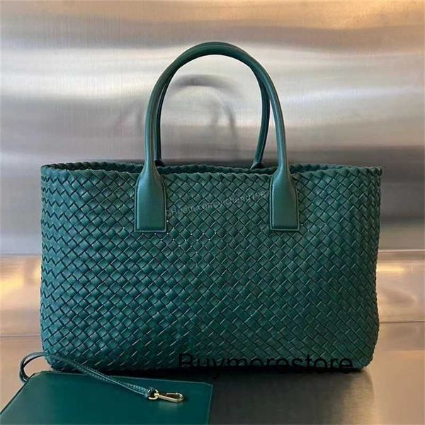 Bottga Ventas Borsa tote in tessuto Cabat 7A Intreccio autentico grande 51 cm Designer Donna shopping con7a Logo in vera pelle83NE