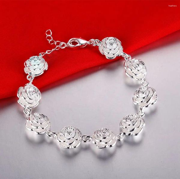 Link Armbänder Großhandel Silber Farbe Blume Kette Für Frauen Männer Dame Nette Edle Schöne Armband Mode Charme Schmuck Hochzeit Party LH028