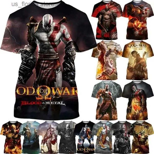 Homens camisetas God of War 3D Kratos Impresso Camiseta Venda Quente Mens Cool Design T-shirt Lutando Curto-Slved Camisetas O Pescoço Roupas Femininas Y240321