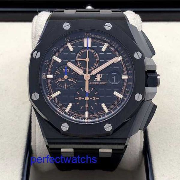 AP Orologio moderno Orologio alla moda Royal Oak Offshore Series Ceramica nera 26405CE.OO.A002CA.02 Macchinario automatico 44 mm Funzione di cronometraggio della data Orologio da uomo Piatto nero