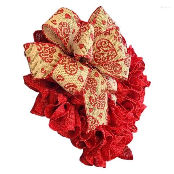 Fiori decorativi Decorazioni per San Valentino Porta d'ingresso Ghirlanda Ghirlanda a tema d'amore Ornamento a forma di cuore Fiocco festivo per matrimoni Anniversari