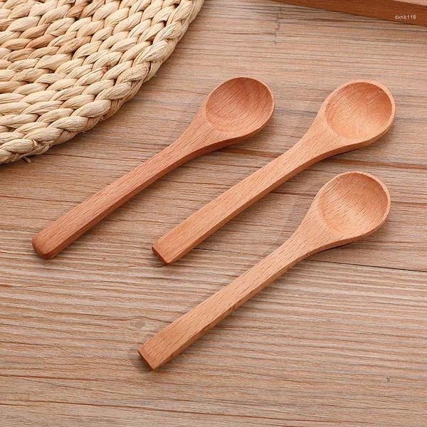 Cucchiai 500 Pz/lotto Cucchiaio di Legno Ecofriendly Giappone Stoviglie Condimento Scoop Caffè Miele Tè Latte Piccolo Legno All'ingrosso