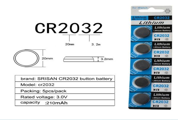 10PCS2cards CR2032 DL2032 CR 2032 KCR2032 5004LC ECR2032 Moneta a bottone 3V Batteria al litio per orologio contapassi LED Light6470634