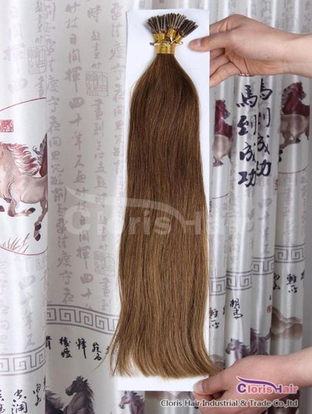 Stick prebonded castano castano 6 cheratina fusione punta I estensioni dei capelli umani capelli lisci indiani remy 50 g 05 g per ciocca1822 1304147