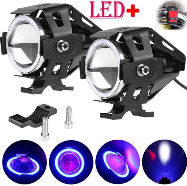 Farol da motocicleta moto u7 12v led condução nevoeiro ponto cabeça luz moto holofotes atirar a lâmpada anjo olhos para honda4743966