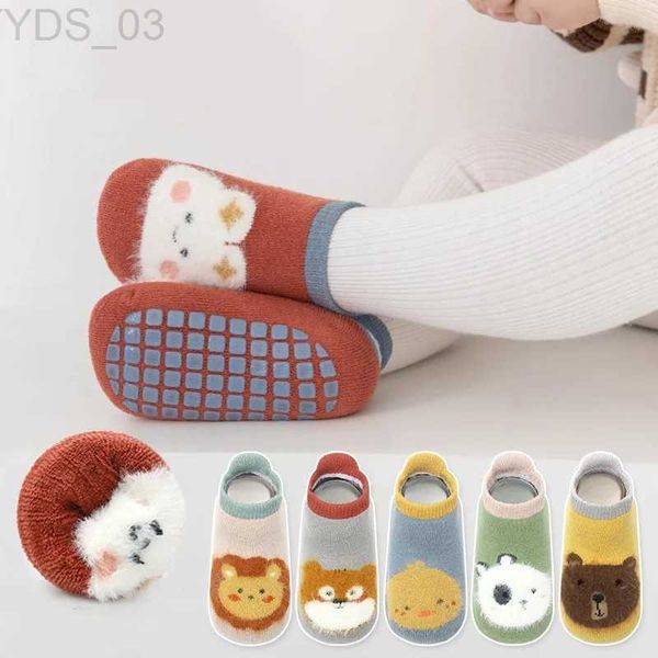 Kindersocken Kinder Mädchen Jungen Socken Anti-Rutsch-Baumwolle Babysocken für Mädchen Jungen Lässiger Druck Winter Dicke warme Kleinkind-Kindersocke Rutschfest YQ240314