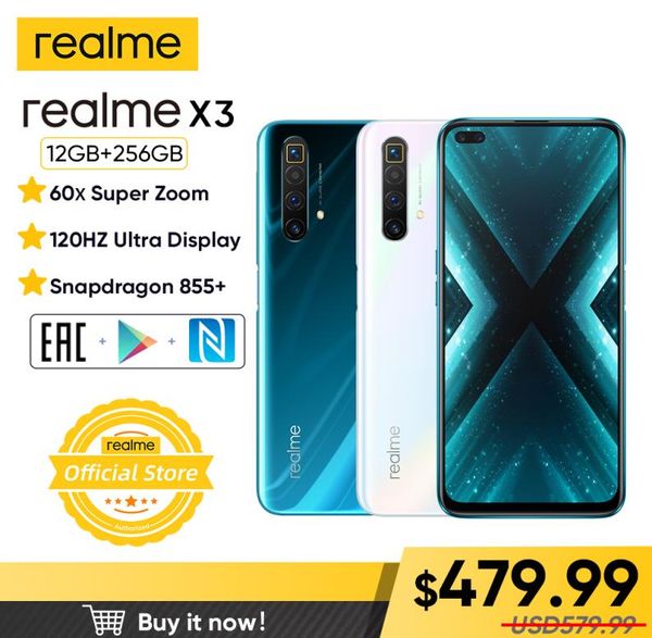 RealMe X3 12GB 256GB Akıllı Telefon 120Hz Ekran Cep Telefonu 64MP 60X Superzoom Snapdragon 855 6 Pro Telefon5330079