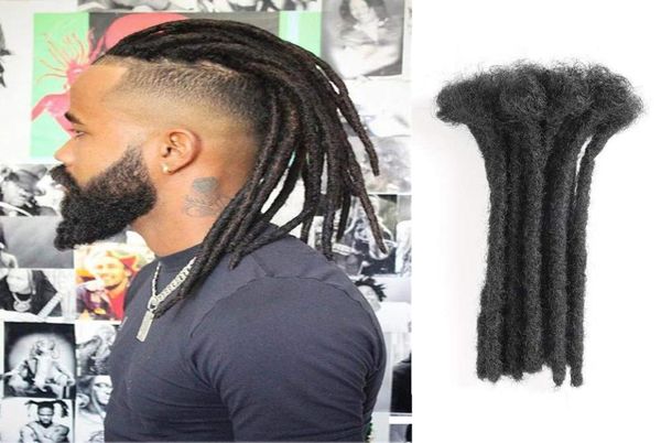 100 extensões de dreadlocks de cabelo humano feitos à mão 8 12 polegadas para estilo hiphop 10 pacotes natual preto cor sólida de reggae cultur9198594