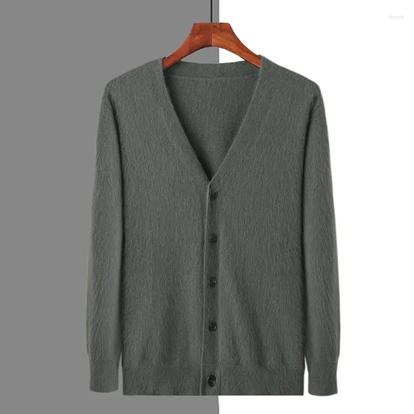 Erkek ceketler v yaka vink polar sıcak hırka şık ve gündelik toka sweater ceket düz renk 2024 Sonbahar Kış Stili