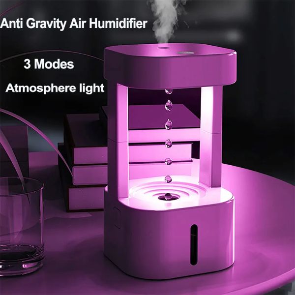 Sacchi da 580 ml antigravità caduta d'acqua umidificatore 3 modalità levitanti gocce d'acqua ad ultrasuoni figger a nebbia fredda con luce colorata