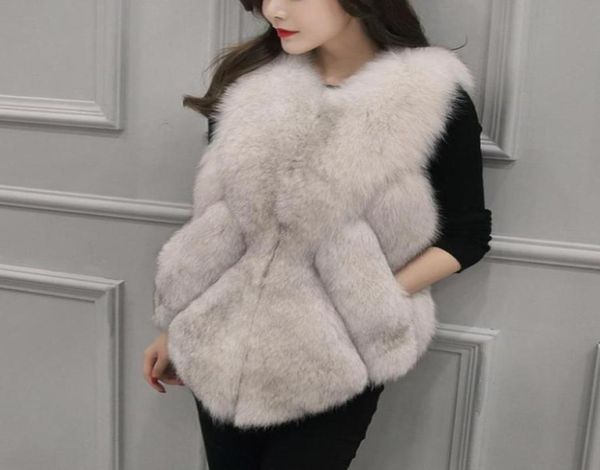 Savabien 2020 inverno quente colete de pele do falso gilet com decote em v sem mangas fofo casacos de pele falsa feminino plus size streetwear rosa branco2238374