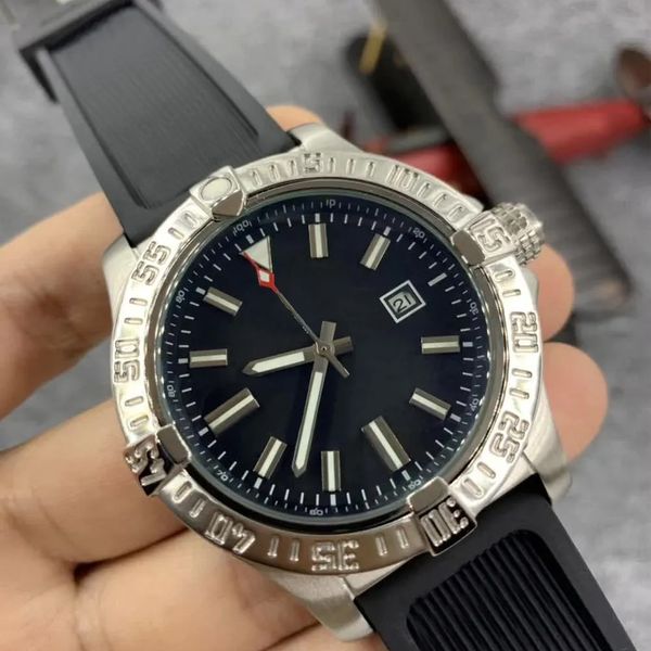 U1 Erstklassige AAA Bretiling 44MM Avenge Seawolf schwarzes Zifferblatt Uhr automatische mechanische Bewegung Datum Herrenuhr Edelstahlarmband Armbanduhren