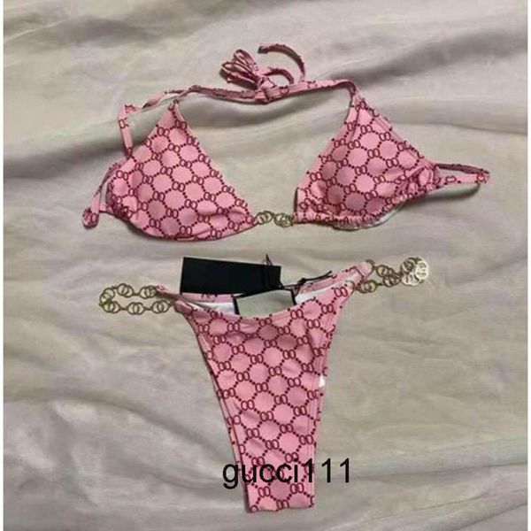 Up gglies ggs gu cci Halter guc ci guucci gucc Push gucccis gccci Classics Print Letter Sexy Bikini Set Designer Two Chain Pieces Bikinis 2024 Badeanzug XL Blue Pin 8EC6